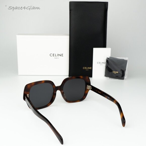 Celine Women Sunglasses Shiny Havana Smoke Grey Geometric  display picture 1